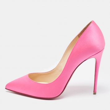 Pre Owned Christian Louboutin Pink Satin Pigalle Follies Pumps Size 38
