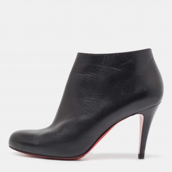 Pre Owned Christian Louboutin Black Leather Belle Ankle Booties Size 39