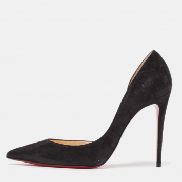 Pre Owned Christian Louboutin Black Suede Iriza Pumps Size 37