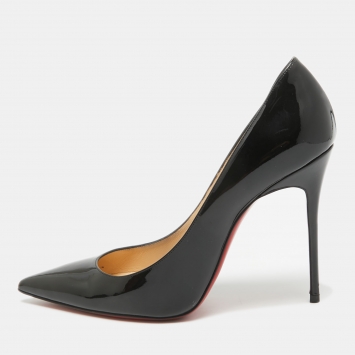 Pre Owned Christian Louboutin Black Patent Leather Kate Pumps Size 39.5