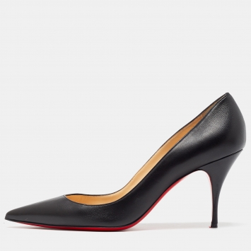 Pre Owned Christian Louboutin Black Leather Clare Pointed Toe Pumps Size 41