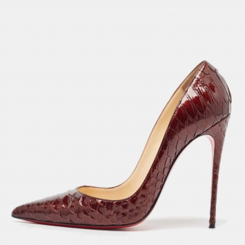 Pre Owned Christian Louboutin Bronze Python So Kate Pumps Size 40.5