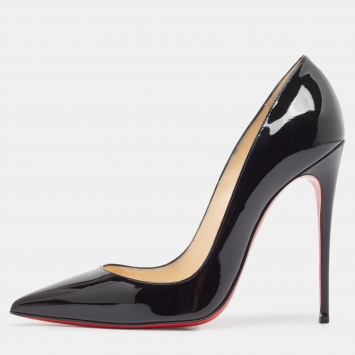 Pre Owned Christian Louboutin Black Patent Leather So Kate Pumps Size 38.5