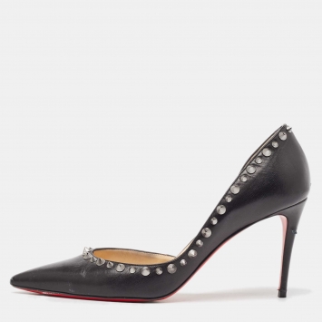 Pre Owned Christian Louboutin Black Leather Irishell Pumps Size 39