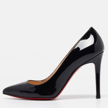 Pre Owned Christian Louboutin Black Patent Leather Pigalle Pumps Size 36.5