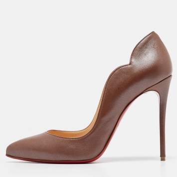Pre Owned Christian Louboutin Metallic Brown Leather Hot Chick Pumps Size 39