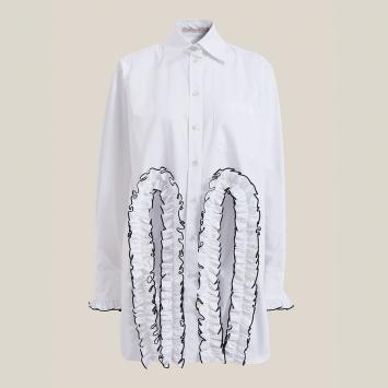Pre Owned Christopher Kane White Front Cutout Long Sleeve Cotton Shirt IT 50