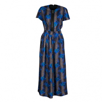 Pre Owned Christopher Kane Floral Printed Silk Zip Detail Maxi Dress M