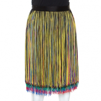 Pre Owned Christopher Kane Multicolor Fringed Skirt M