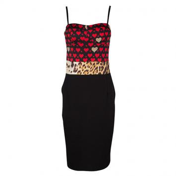Pre Owned Class by Roberto Cavalli Heart and Leopard Print Sleeveless Bustier Dress M