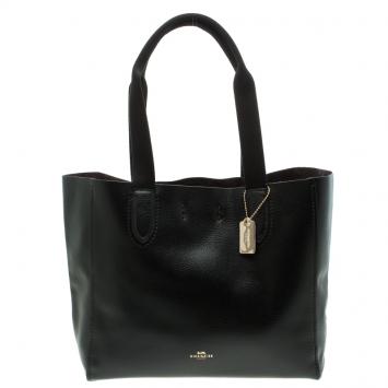 Pre Owned Coach Black Pebbled Leather Derby Tote