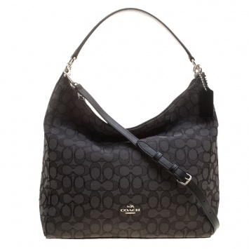 Pre Owned Coach Grey/Black Signature Canvas and Leather Celeste Hobo