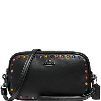 Pre Owned Coach Black Leather Sadie Crossbody Bag