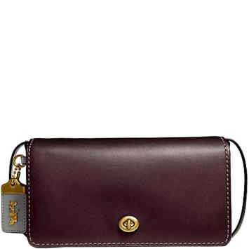 Pre Owned Coach Bordeaux Leather Dinky Crossbody Bag