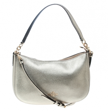 Pre Owned Coach Metallic Gold Leather Top Handle Shoulder Bag