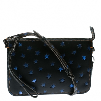 Pre Owned Coach Black Star Print Leather Soho Crossbody Bag