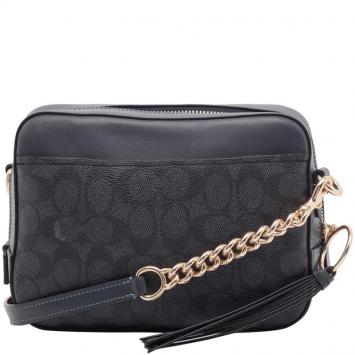 Pre Owned Coach Black Signature PVC and Leather Camera Bag