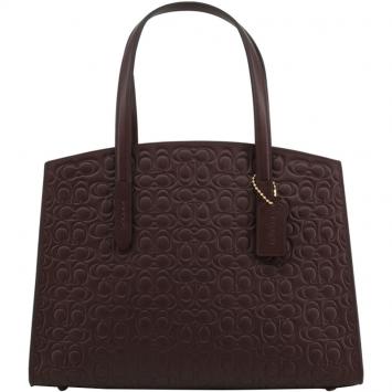 Pre Owned Coach Oxblood Signature Leather Charlie Carryall Bag