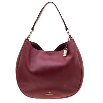 Pre Owned Coach Burgundy Leather Nomad Hobo