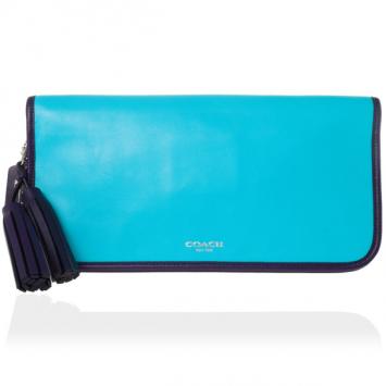 Pre Owned Coach Legacy Archival Two Tone Leather Penny Over Sized Clutch