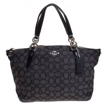Pre Owned Coach Black Monogram Canvas Small Kelsey Satchel