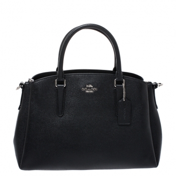 Pre Owned Coach Black Leather Sage Carryall Satchel