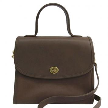 Pre Owned Coach Brown Leather Top Handle Bag