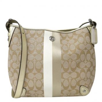 Pre Owned Coach Gold Monogram PVC/Leather Shoulder Bag