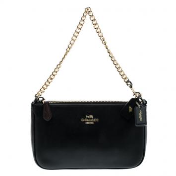 Pre Owned Coach Black and Burgundy Leather Selena Gomez Nolita Limited Edition Clutch 