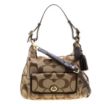 Pre Owned Coach Biege Fabric Courtenay Crossbody Bag