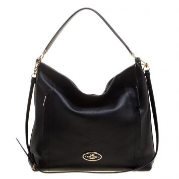 Pre Owned Coach Black Leather Large Scout Hobo