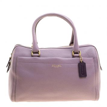 Pre Owned Coach Lilac Leather Boston Bag