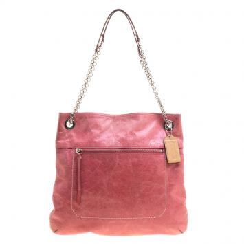 Pre Owned Coach Pink Leather Slim Camellia Shoulder Bag