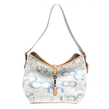 Pre Owned Coach Multicolor Signature Canvas Shoulder Bag
