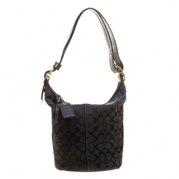 Pre Owned Coach Black Signature Canvas Bucket Hobo