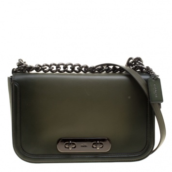 Pre Owned Coach Olive Green Leather Swagger Shoulder Bag