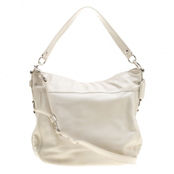 Pre Owned Coach Off White Leather Hobo