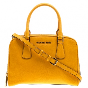 Pre Owned Michael Kors Mustard Leather Medium Reese Satchel