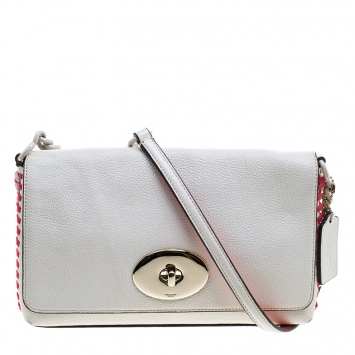 Pre Owned Coach Off White Leather Crosstown Crossbody Bag