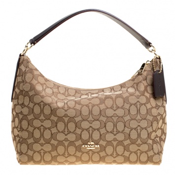 Pre Owned Coach Biege Signature Canvas Hobo