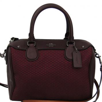 Pre Owned Coach Bordeaux Canvas and Leather Mini Bennett Satchel Bag