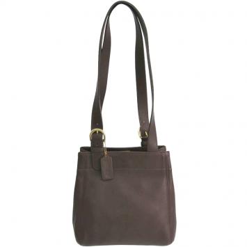 Pre Owned Coach Dark Brown Leather Shoulder Bag