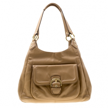 Pre Owned Coach Brown Leather Pocket Tote