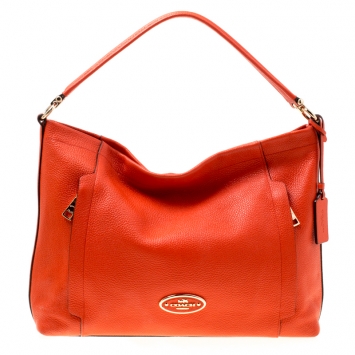 Pre Owned Coach Orange Leather Scout Hobo