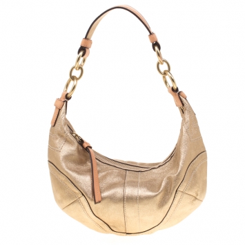Pre Owned Coach Gold Leather Hobo
