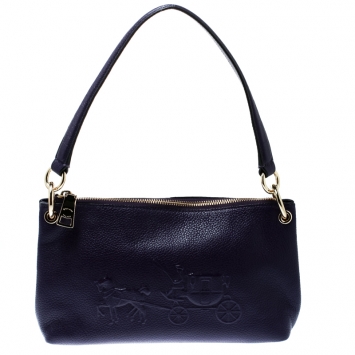 Pre Owned Coach Purple Leather Crossbody Bag