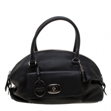 Pre Owned Coach Black Leather Turnlock Satchel