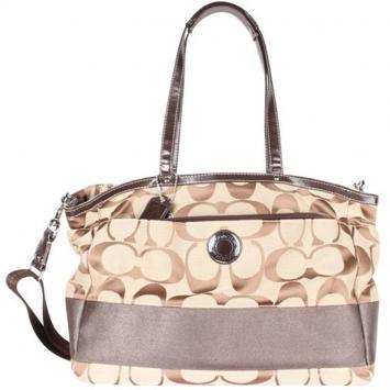 Pre Owned Coach Brown Signature Canvas Satchel Bag