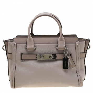 Pre Owned Coach Grey Leather Swagger 27 Tote