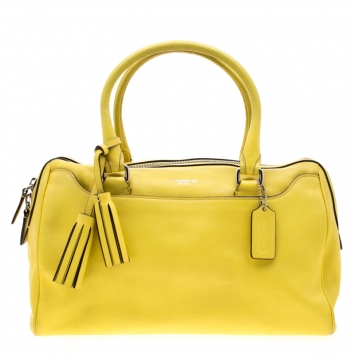 Pre Owned Coach Yellow Leather Legacy Haley Satchel